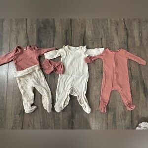 Luxury Organic Rose & Cream 0-3m Baby Girl Lot
